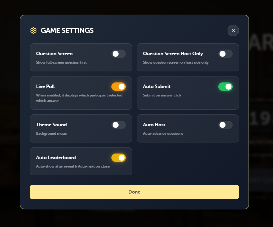 Crowd Mode Game Settings